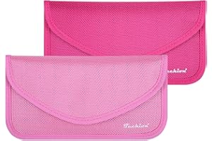 Signal Blocking Bag, Techion 2 Pack RFID Faraday Bag Shield Pouch Cage Box Wallet Case for Cell Phone and Car Key FOB, Privacy Protection, Anti-Hacking - Pink & Hot Pink