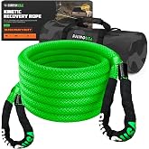 Rhino USA Kinetic Recovery Rope, 1in x 30ft - Heavy Duty Snatch Strap | Shock-Absorbing Stretch for Smoother Pulls. Tow Rope/Snatch Strap for Truck, Jeep, UTV &amp; ATV Off-Road Recovery. Green