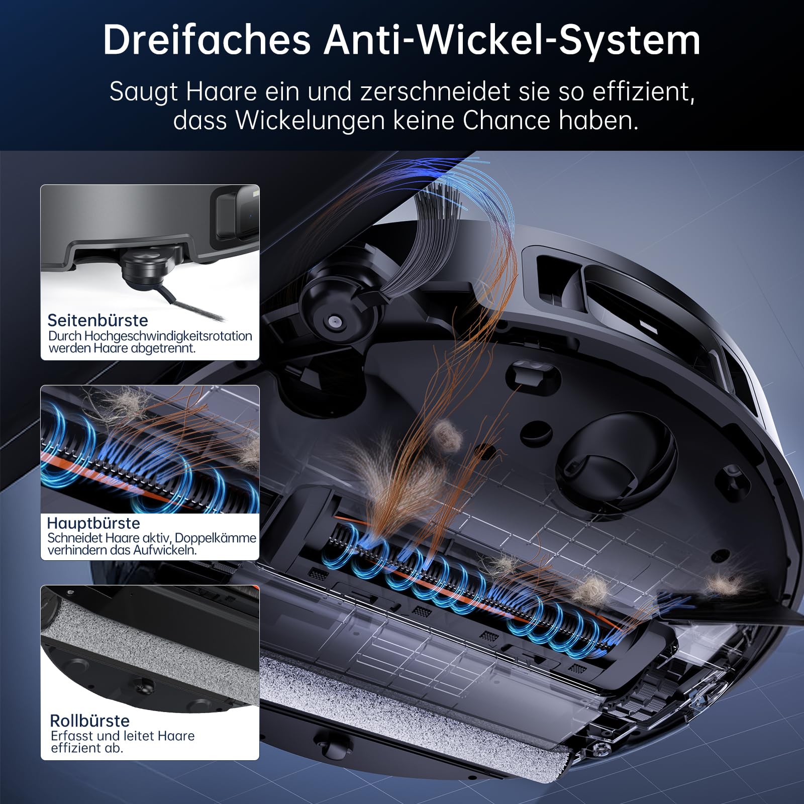 JONR 20000 Pa X9 PRO Roller Wischwalze Saugroboter mit Wischfunktion, Kontinuierlicher Frischwasser-Selbstreinigung, Moppwäsche mit 40-75℃ Heißem Wasser, KI-Hindernisvermeidung. (M) 7
