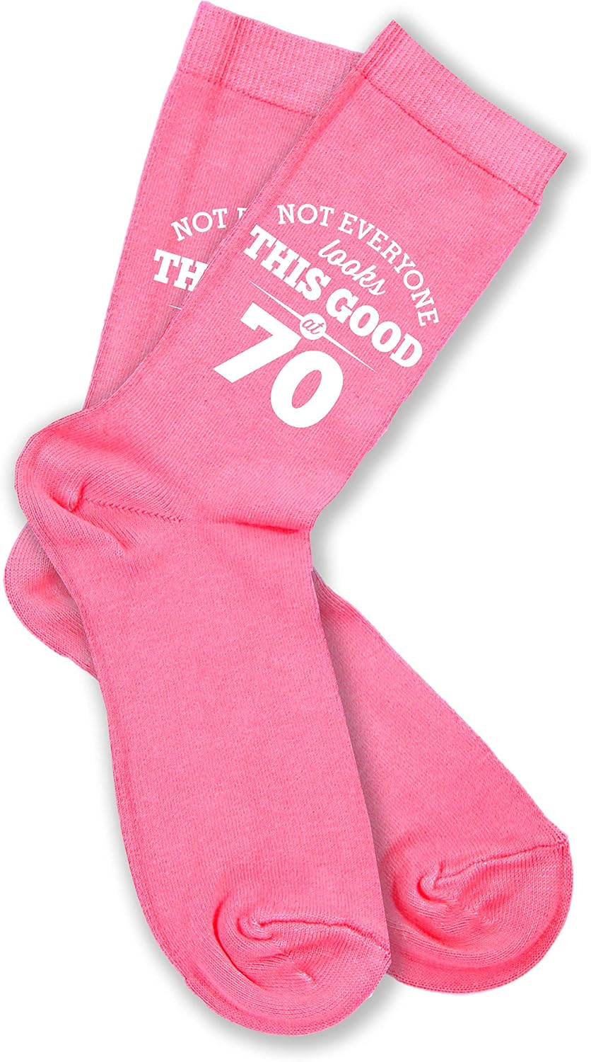 D Design Invent Print! 70th Birthday Gift Pink Ankle Socks Present for Women 70 Ladies Size 4-7, Women: 4-7