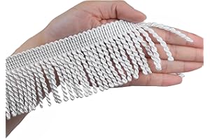 BEL AVENIR Bullion Fringe Trim Curtain Fringes 10 Yard x 2.5 Inches Sewing Fabric Trims DIY Decoration for Curtain Cushions Lampshades Clothes (White, 5 Yard)