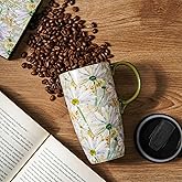 Topadorn Ceramic Mug Travel Coffee Mug-With Lid,Porcelain Latte Tall Tea Cup 17oz