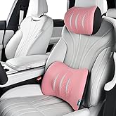 FLORICH Lumbar Support with Car headrest Back Pillow for Chair Headrest Pillow with Gel Memory Foam Massage Point Memory Foam Back Pillow for Office Chair(Light Pink)