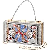 Trnayi Women Poker Card Evening Clutch Rhinestone Purse Casino Vegas Novelty Purse Queen Hearts Bags Playing Cards Gift