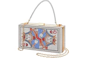 Trnayi Women Poker Card Evening Clutch Rhinestone Purse Casino Vegas Novelty Purse Queen Hearts Bags Playing Cards Gift