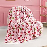 Juicy Couture Berry Happy 50" x 70" Plush Throw Blanket, Pink - Decorative Blankets for Sofas, Throws for Chairs, and Beds
