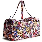 Vera Bradley Women's Large Original Duffel Bag-Premium Cotton Travel, Iconic Paisley Green Jacket, One Size