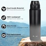 OLDLEY 1L Stainless Steel Water Bottle with Straw Lid Vacuum Insulated Black view 5