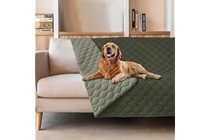 gogobunny 100% Double Sided Waterproof Dog Blanket Soft Pet Bed Cover Reversible Protect Furniture Couch Sofa Car for Puppy Large Dog Cat (Dark Olive/Light Olive, 52x82 Inch (Pack of 1))