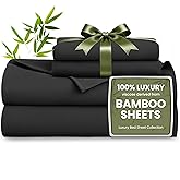 Love's cabin 4 Piece Queen Sheet Set, Cooling Sheets, 100% Rayon Derived from Bamboo, Breathable & Soft Queen Size Bed Set, Deep Pocket Up to 16", Hotel Luxury Silky Bedding Sheets, Black