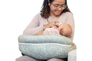 Boppy Complete Nursing Pillow, 2-in-1 Feeding Pillow with Bolster & Belt | 2-in-1 Versatility, Closecomfort Design for No Slipping or Gaps, Padded Removable Belt, Wash & Dry Cover - Green Sage Vines