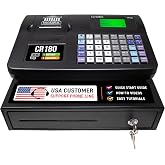 Nadex CR180 Electronic Cash Register, Steel Cash Drawer, Compact Design, Black