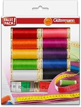 Gütermann Sewing Thread Set 10 Spools 100m Strong Colors + Measuring Tape view 2