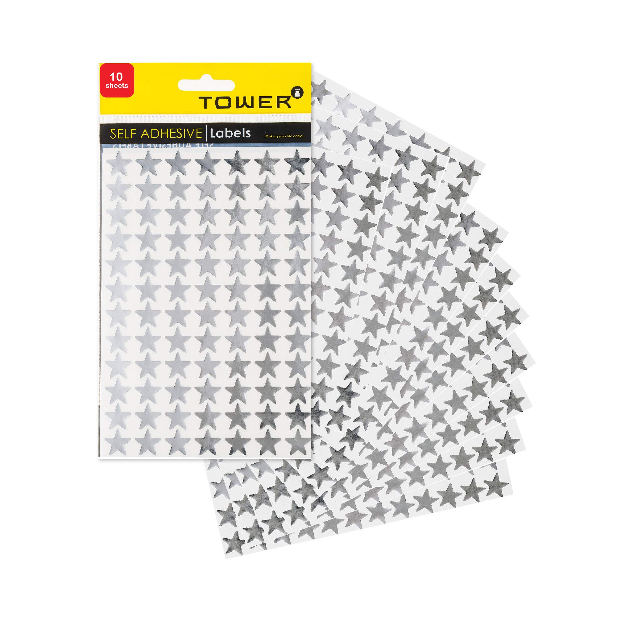 Tower Silver Star Reward Stickers, 840 Stickers in 14mm Diameter Used for Scrapbooking, Decoration and Reward Charts