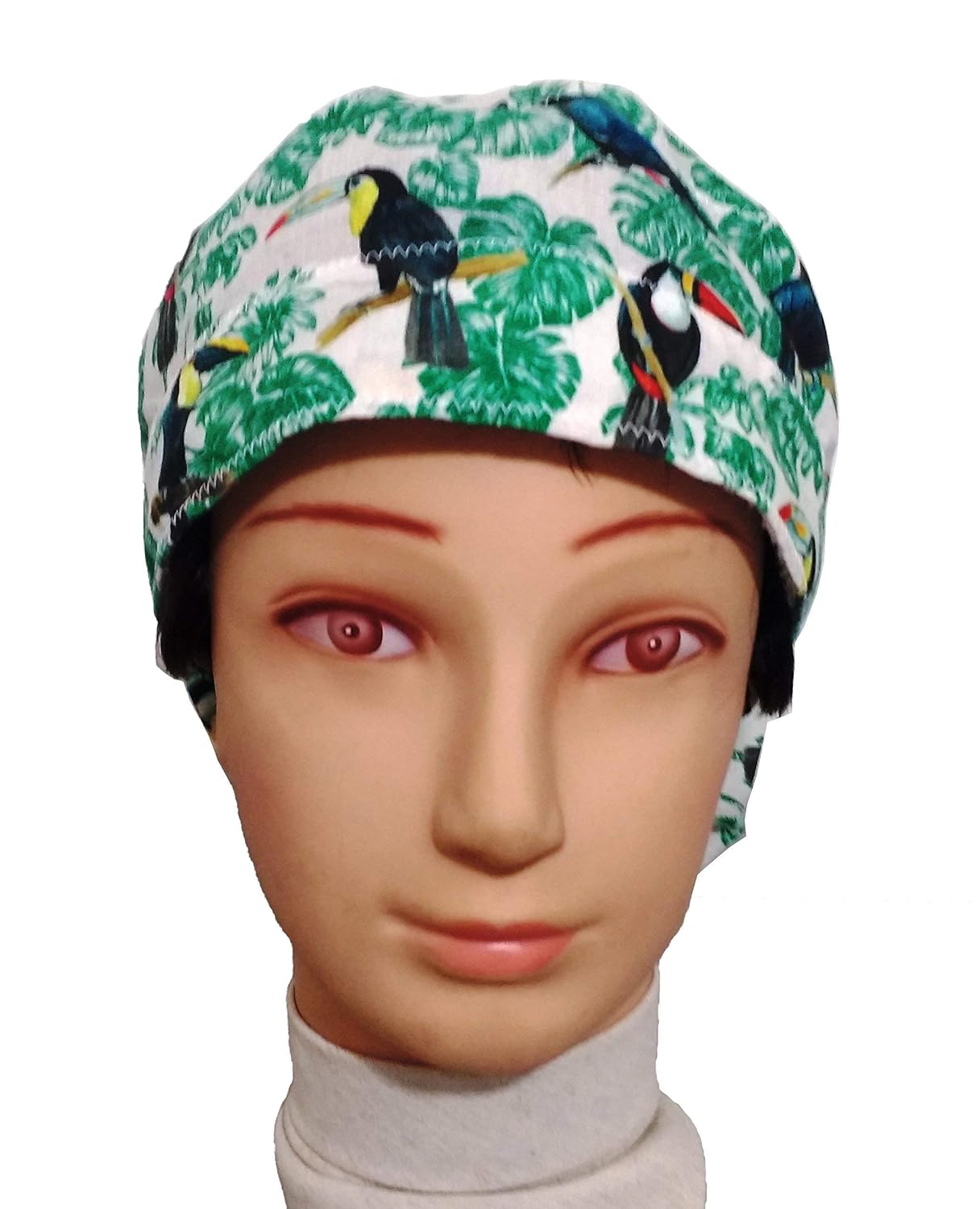 Scrub Hat Theatre Cap Toucans For Long Hair With Sweatband Y