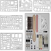 Nicpro 30PCS Professional Drafting Tools &amp; Geometry Set with Case | Architect Protractor Set, Metal Mechanical Pencil Pen, Scale Metal Ruler, 5 Drawing Templates for Interior Design House Plan