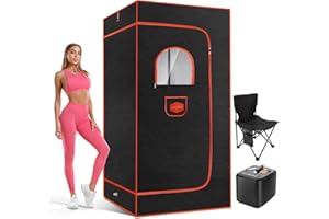 OneAmg Portable Sauna Box for Home With 3L 1000W Steamer, Remote Control, Folding Chair - Steam Tent for Gym, Yoga, Pilates, Hot Tub