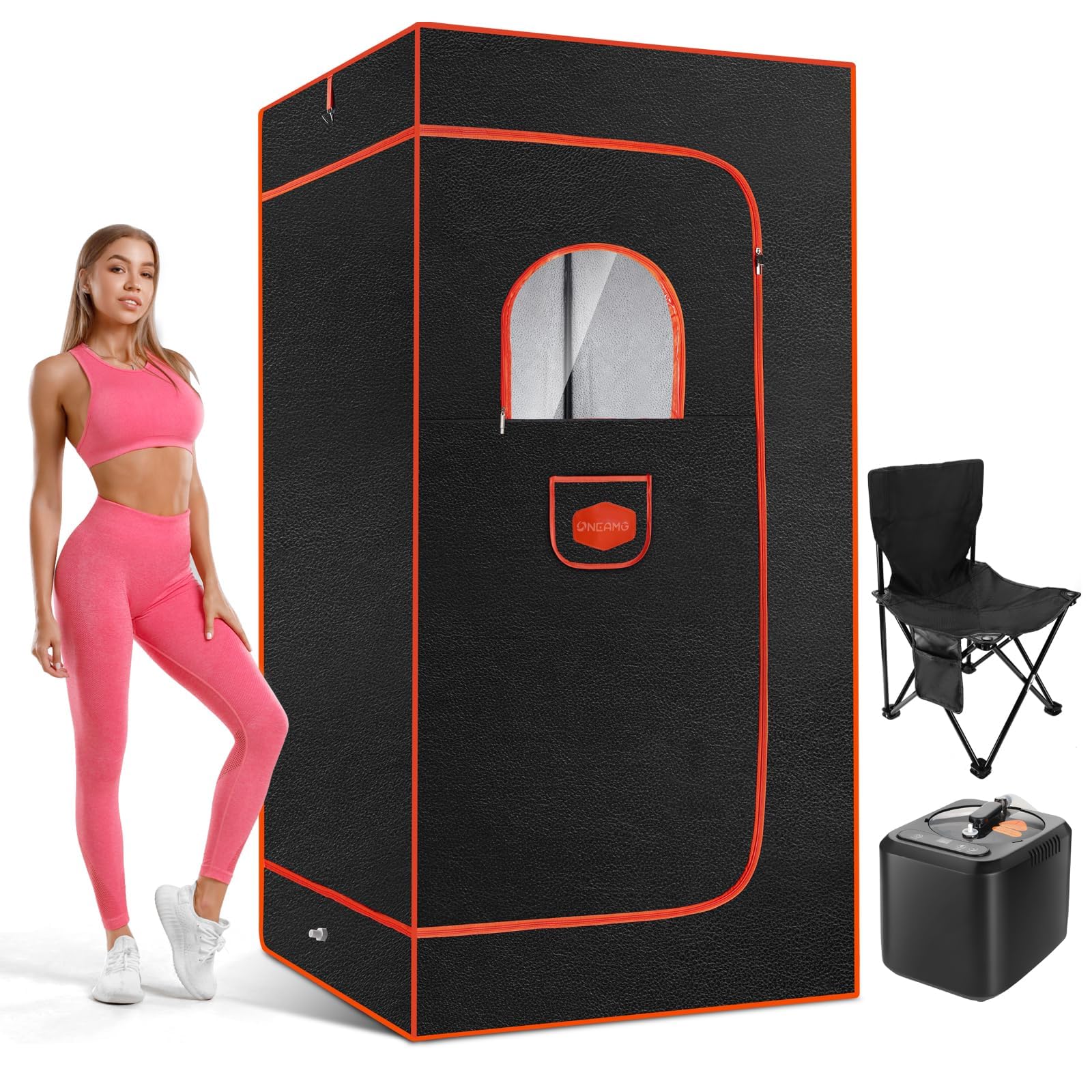 Photo 1 of OneAmg Portable Sauna Box for Home With 3L 1000W Steamer, Remote Control, Folding Chair - Steam Tent for Gym, Yoga, Pilates, Hot Tub
