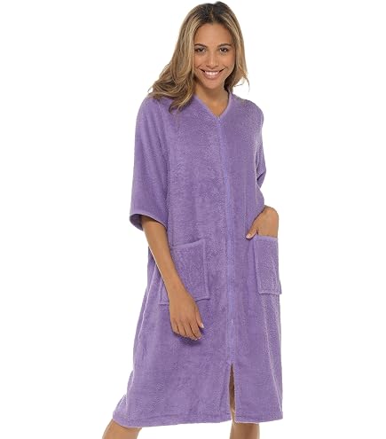 Undercover Ladies Zip Towelling Robe LN728 Wine 20-22 : Clothing, Shoes & Jewelry