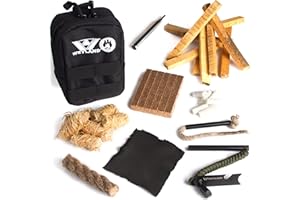 WEYLAND Fire Starting Kit - Ferro Rod & Magnesium Fire Starter, Flint & Steel Survival Tool for Camping, Bushcraft, Emergency Preparedness, Fatwood Fire Starter Sticks & Tinder for Outdoor Adventure