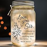A Sister Is God's Way We Never Walk Alone Lighting – Birthday Gift for Sister – Mason Jar With Lights Gift Ideas With Sentimental Quote – Big or Little Sisters Present – Thoughtful Gifts for Sisters