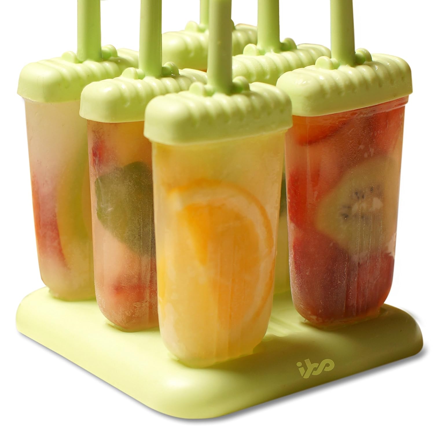 IBO Kitchen Love Set of 6 Reusable Popsicle Molds Ice Pop Maker, Green, With Ice Cream Recipes EBook