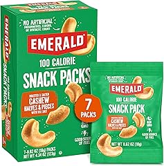 Emerald Nuts Roasted and Salted Cashews 7ct (1-Pack), 100-Calorie Individual Packs, Plant-Based Protein, Kosher Certified, No