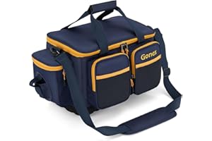 Gonex Fishing Tackle Bag, Water-Resistant Polyester Fishing Tackle Storage Shoulder Bag with Padded Shoulder Strap and Non-Sl