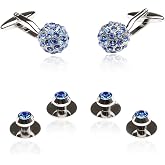 Cuff-Daddy Crystal Ball Cufflinks Studs Blue with Presentation Box