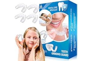 LEESGEL 4 Pack Kids Mouth Guard for Grinding Teeth & Clenching, Eliminates TMJ, Stops Bruxism, Athletic Night & Sport Guard (Kid Size)