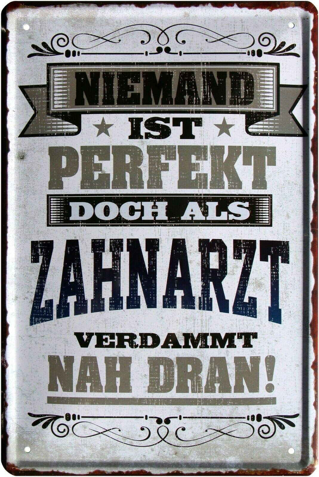 2209 Tin Sign with Nobody Is Perfect, But As A Dentist 20 x 30 cm