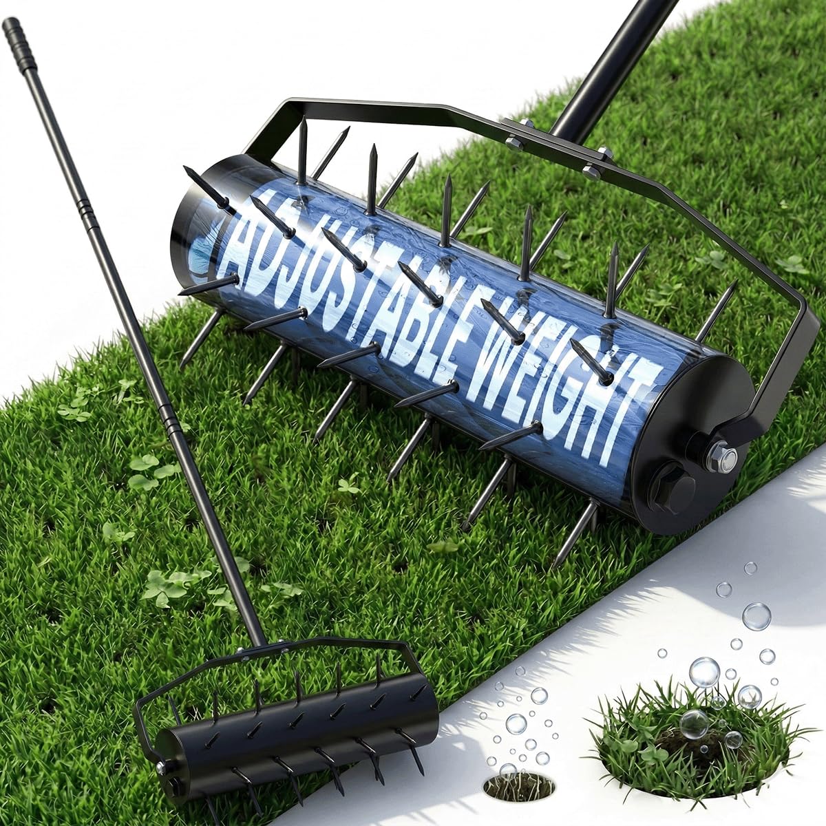 Photo 1 of ***MISSING ASSEMBLY SCREWS**** Lxuziud Manual Roller Lawn Aerator,Heavy-Duty Hand Lawn Aerator with Pre-Attached Spike for Yard and Garden,Easy-to-Assemble Lawn Aerator Tool for Compact Soil,Lawn Aerator for Lawn Care (Black)