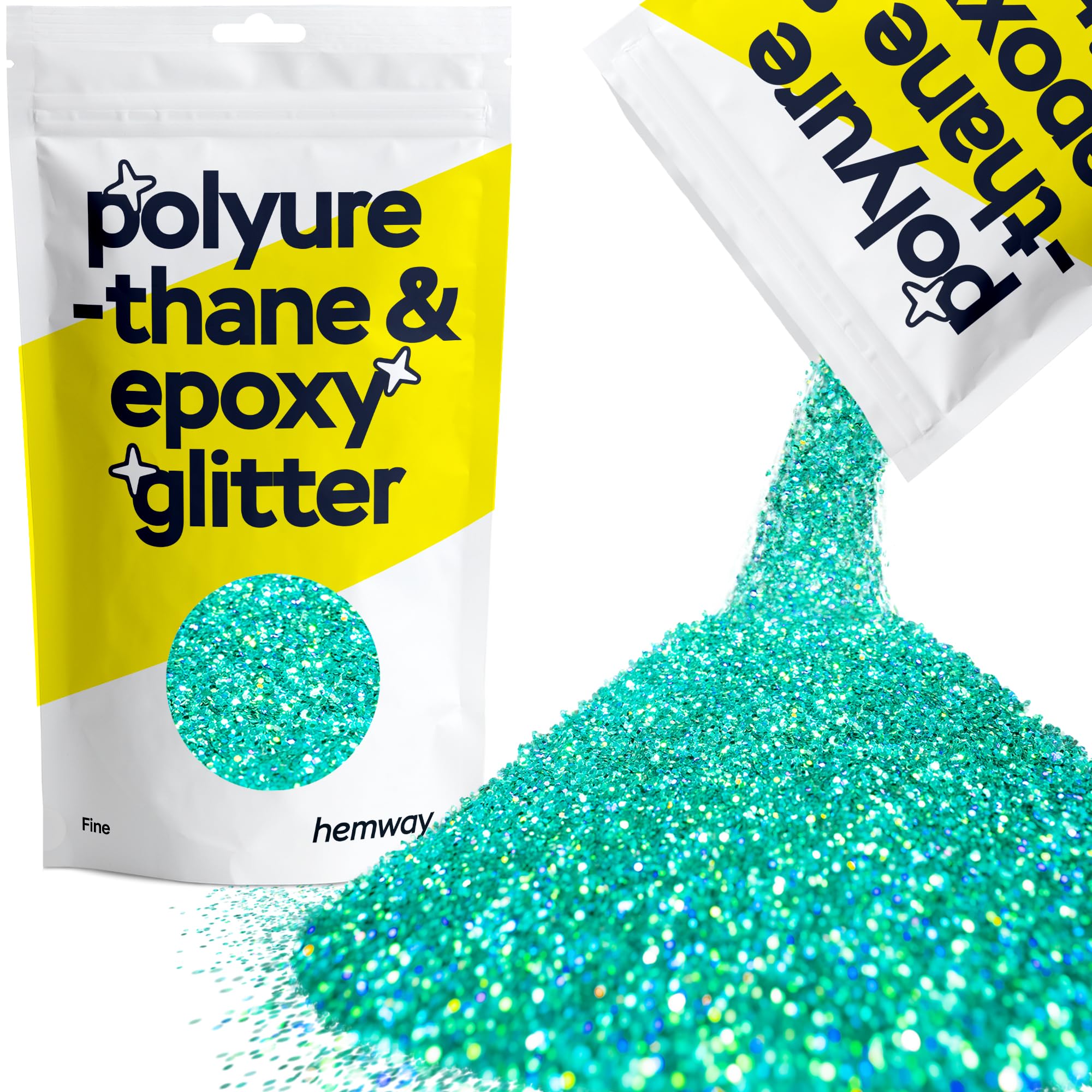 Hemway Resin Glitter Turquoise Blue Holographic 100g Fine | Polyurethane & Epoxy Glitter for Resin Crafts, Tumblers, Coasters, Floor & Table Art