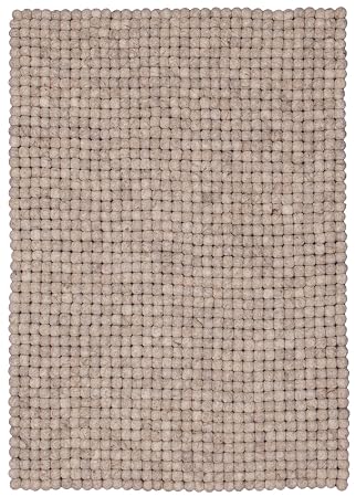 Myfelt Bela Filzkugelteppich Rechteckig Schurwolle Beige 120 X