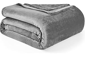 Hansleep Fleece Queen Blanket for Bed Fleece Grey, Queen Size Blanket Super Soft Flannel Fuzzy Gray, Plush Cozy Blanket for All Seasons, Grey, Queen 90x90 Inches