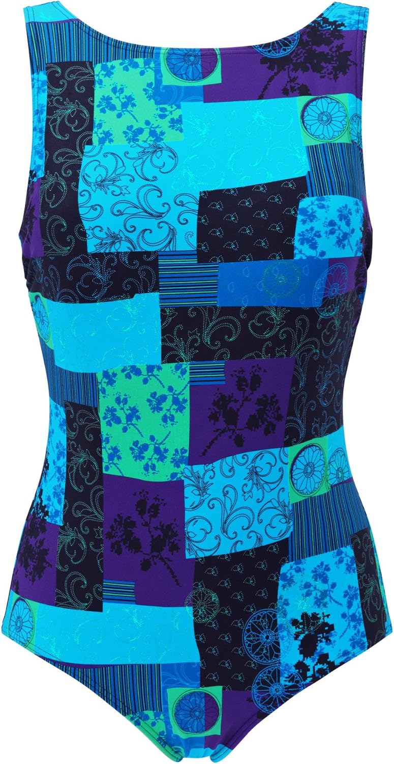 Cotton Traders High Neck Patterned Swimsuit Womens Swimming Costume