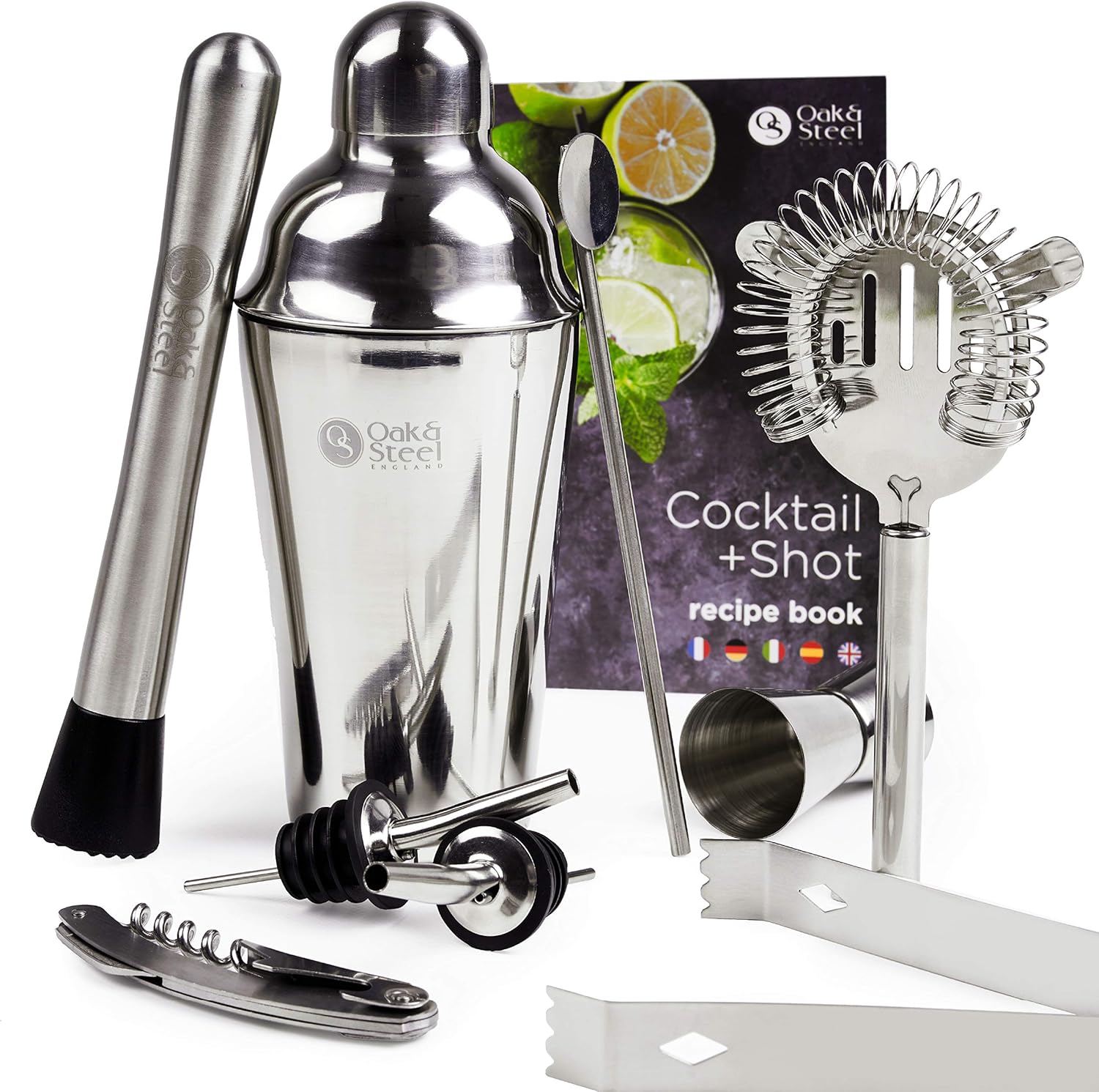 10 Pcs Premium Stainless Cocktail Making Set Complete Cocktail Shaker