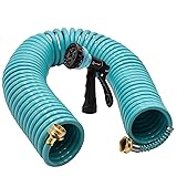AUTOMAN Recoil Garden Water Hose 50 ft, EVA Curly