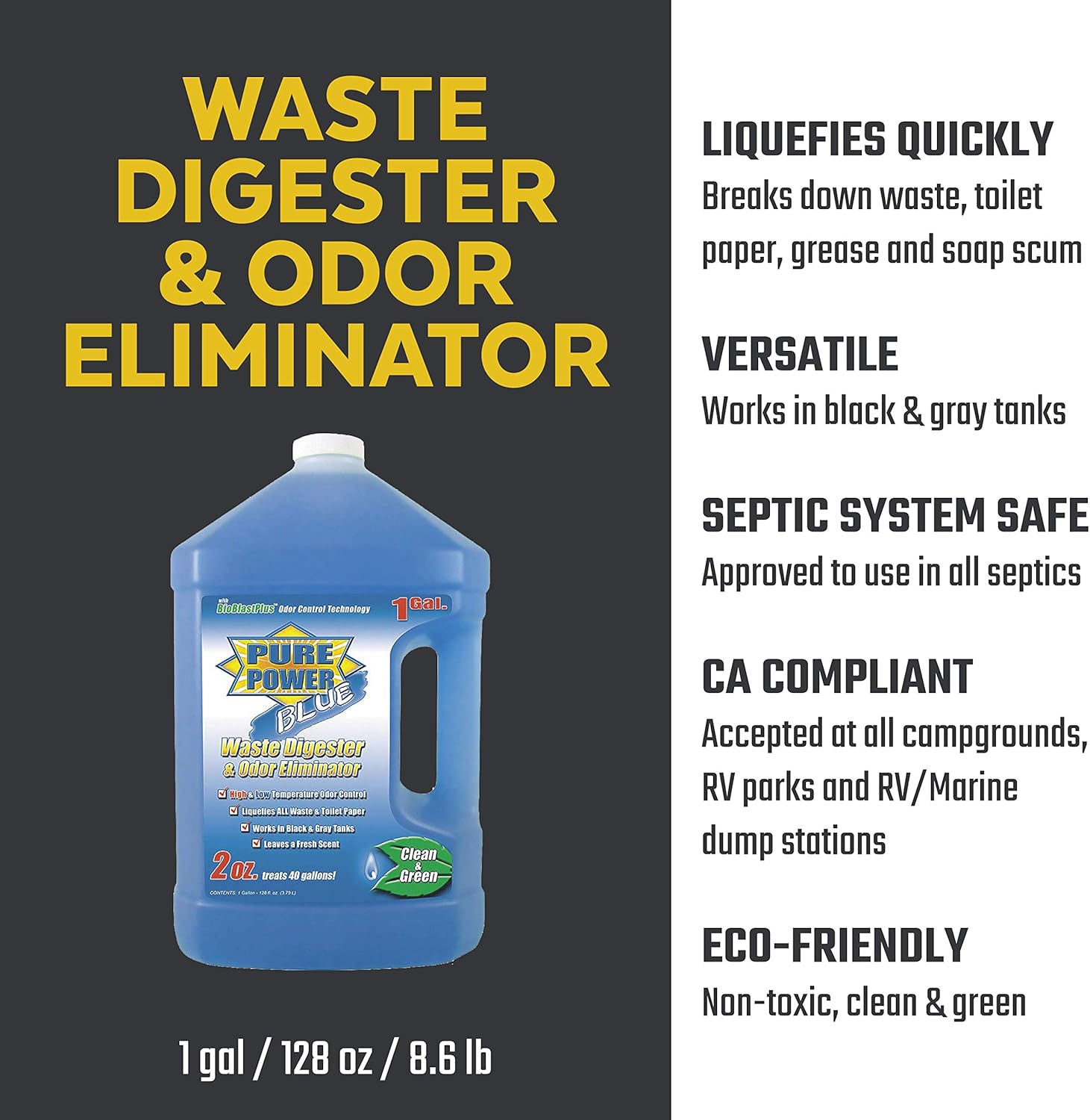 Valterra - V23128 Pure Power Blue Waste Digester and Odor Eliminator - 128-Ounce Bottle: Automotive