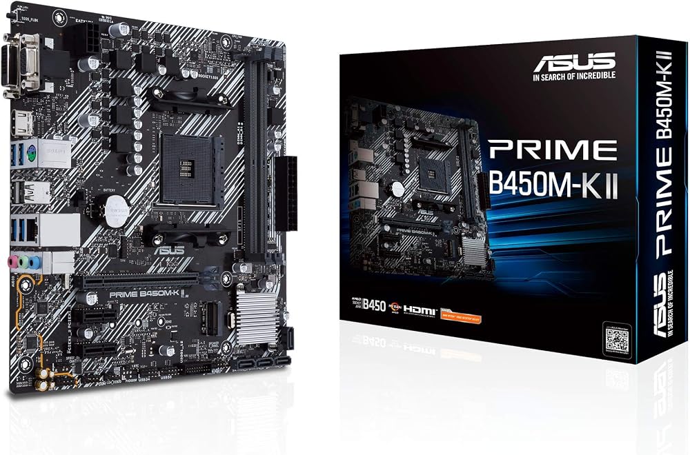 ASUS PRIME B450M-K II ATX Motherboard M.2 SATA 6Gb/s DDR4 USB 3.2 Gen 1