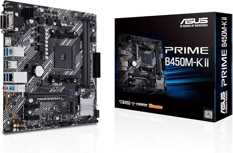 ASUS PRIME B450M-K II ATX Motherboard M.2 SATA 6Gb/s DDR4 USB 3.2 Gen 1