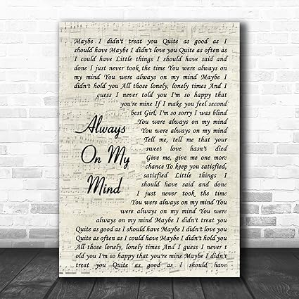 Citation De Paroles De Chanson Always On My Mind Vintage Script Framed Black Medium Amazon Fr Fournitures De Bureau