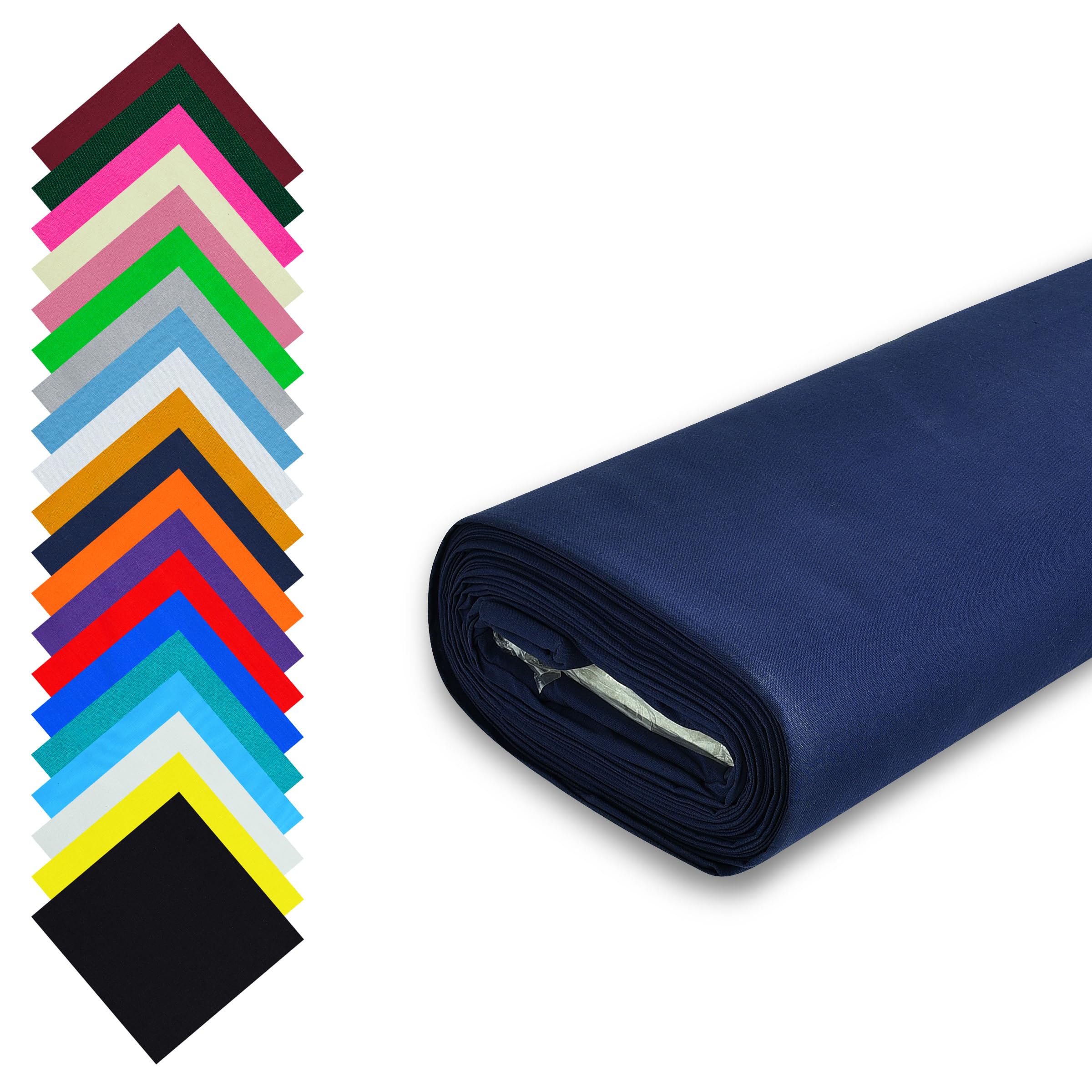 Fashion Track Navy Fabric Cotton by The Metre UK - 58 Inches / 147.5 cm Wide - 100% Cotton Fabric Plain - 60 Square - Available in 20 Colours and 5 Sizes (1 Metre, Navy)