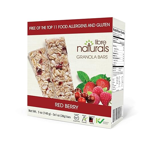 Libre Naturals Red Berry Vegan Granola Bar (Nut Free, Gluten Free) (30 Bars)