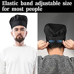 TIESOME 2PCS Chef Hat Adjustable Elastic Baker