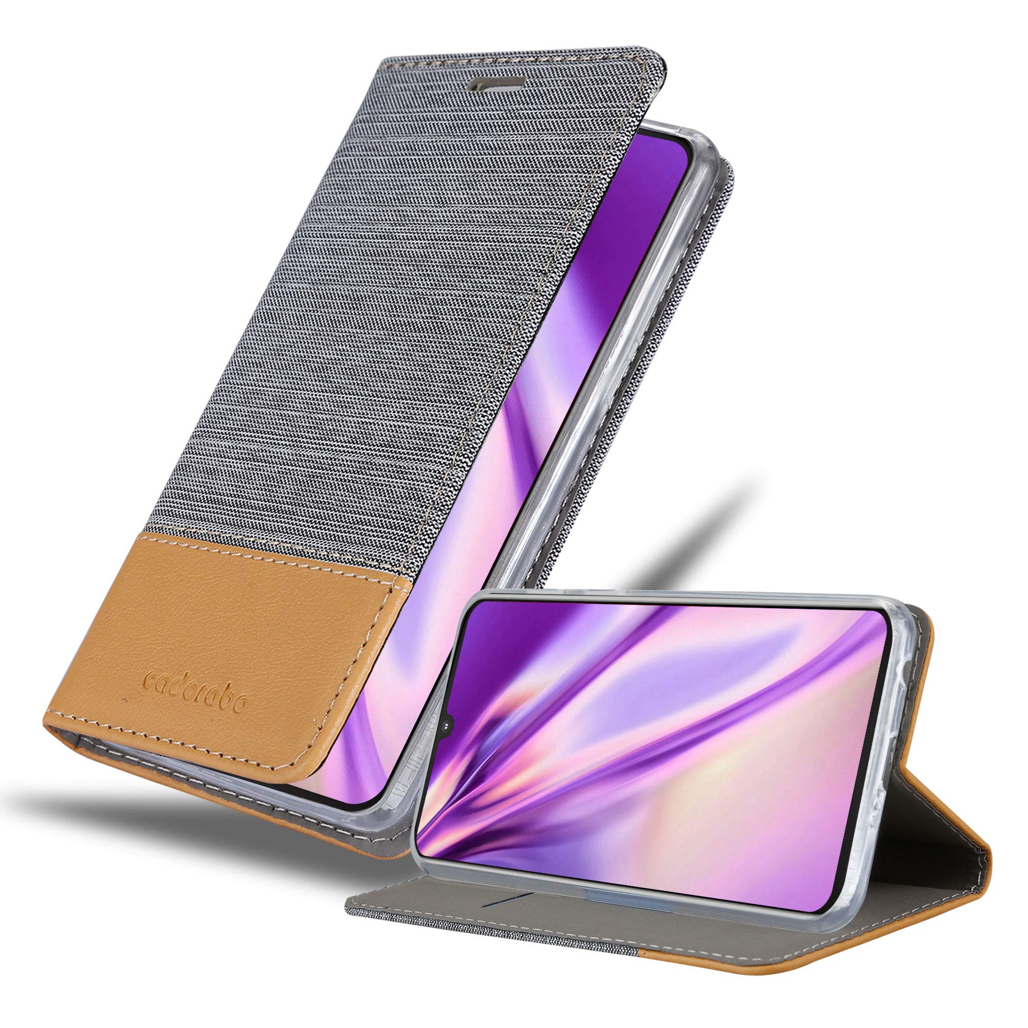 cadorabo Book Case works with Motorola MOTO Z4 in LIGHT GREY BROWN - with Magnetic Closure, Stand Function and Card Slot - Wallet Etui Cover Pouch PU Leather Flip