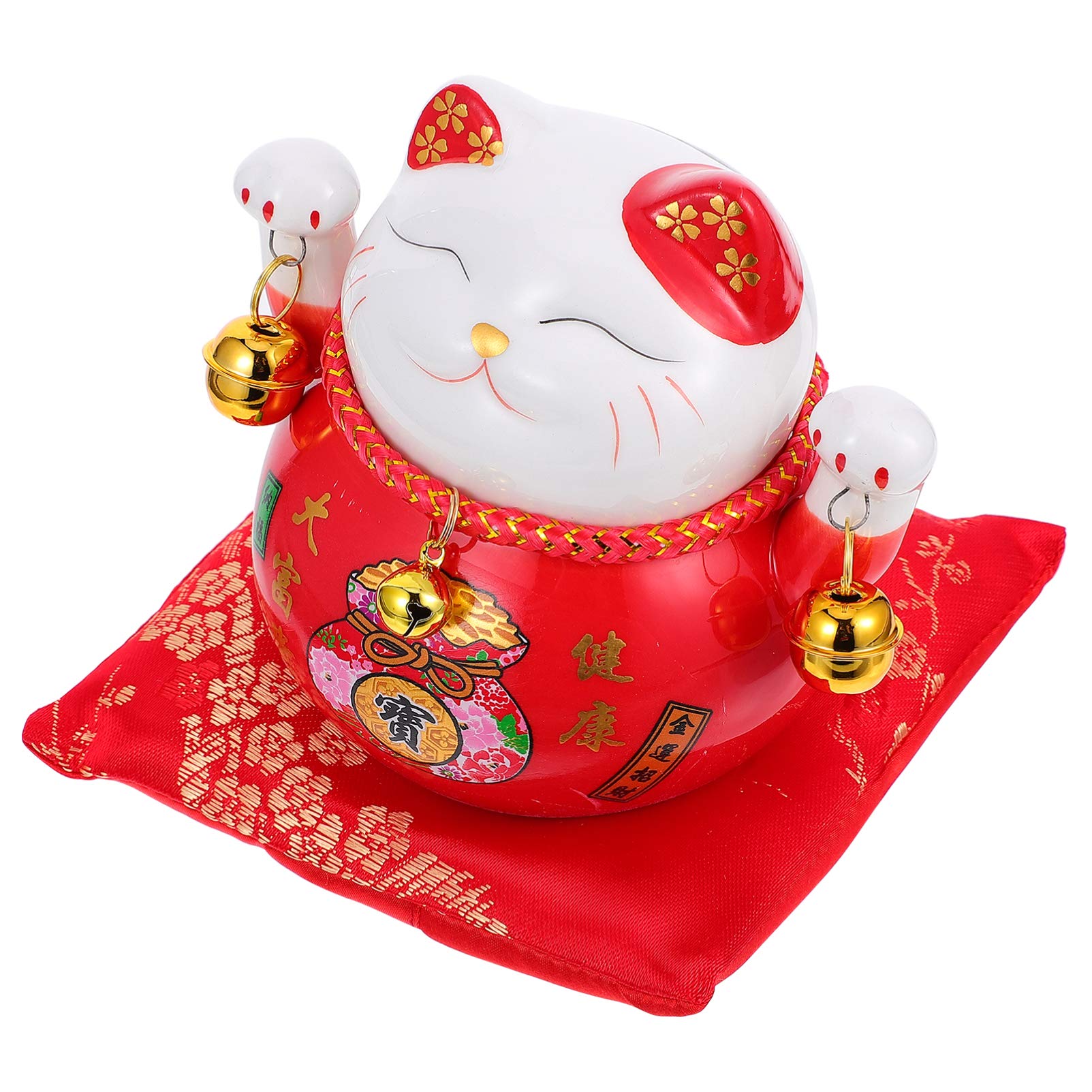 IMIKEYA Lucky Cat Money Bank Feng Shui Maneki Neko Lucky Cat Coin Bank Ceramic Lucky Cat Piggy Bank Porcelain Money Change Pot Feng Shui Decor Ornament for Kids Money Red 4. 5in