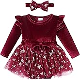 Newborn Baby Girl Winter Romper Clothes Toddler Girl Christmas Outfit Velvet Snowflake Tulle Dress Birthday Holiday Skirt