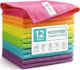 Orighty Microfiber Cleaning Cloths 12 Pack 12x12 Inch Lint Free Absorbent