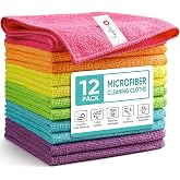 Orighty Microfiber Cleaning Cloth, Cleaning Rags, 12 Pack, 12x11 in | Microfiber Towels for Cars, Soft Highly Absorbent Rag, Lint Free Cloths for Car Care, House, Kitchen